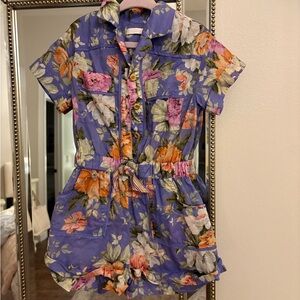 Zimmerman Floral Kids romper - purple and Orange